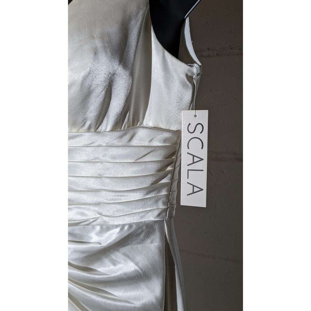 Scala Cream Satin Long Formal Evening Dress - Picture 6 of 8
